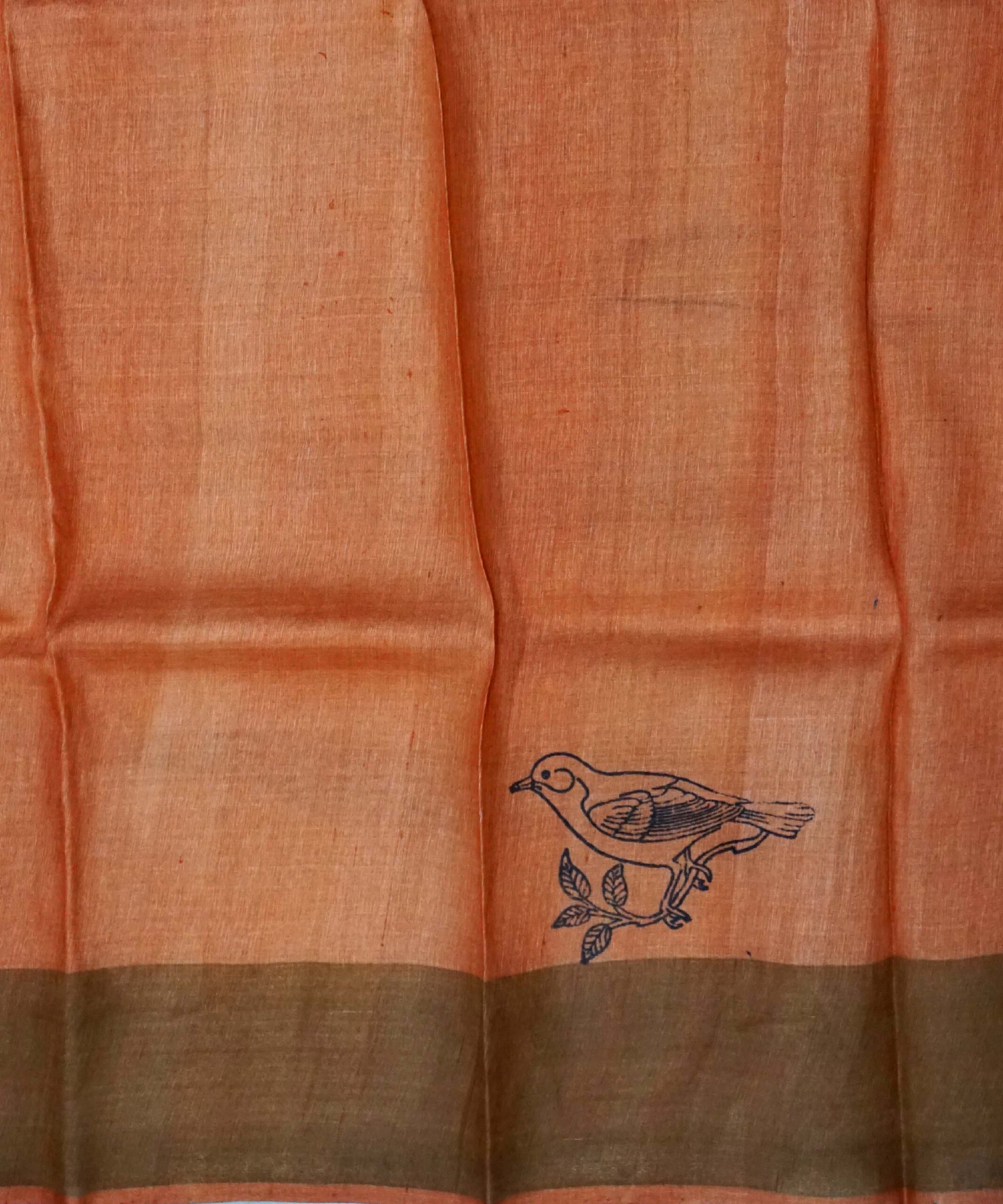 Block Printed Zari Tussar Saree - Image 5