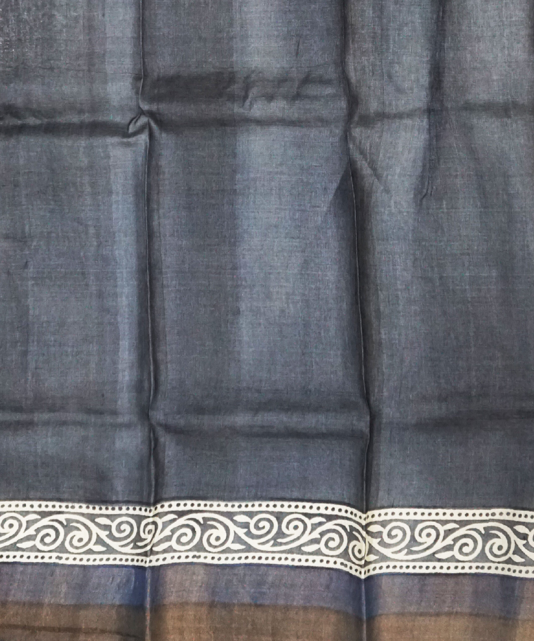 Block Printed Zari Tussar Saree - Image 5